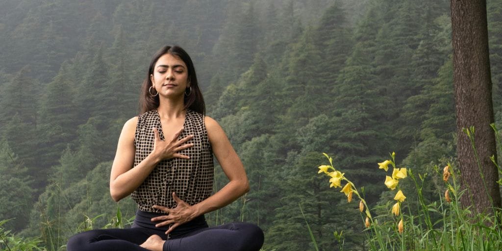 Girl breathing fresh air